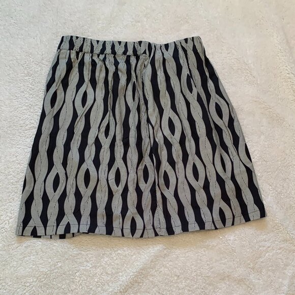 Kaffe KAcarlbie Skirt Womens Sz 42 Black Rope Print Knee Lenght 2 Pockets NWT - Picture 2 of 8